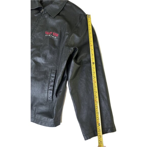 Vintage LAS VEGAS CASINO Valley View Leather Jacket 90s Men’s L Black - Picture 10 of 11